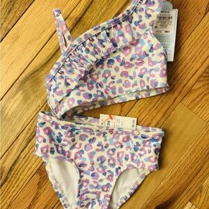 Girls Cat & Jack Purple and Blue Leopard Print Bikini NWT 12 months